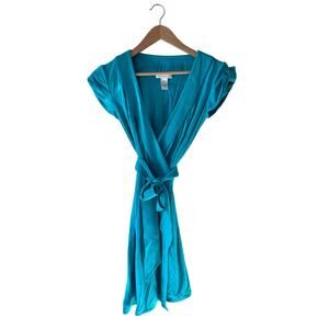 Diane Von Furstenberg Blue Knit Wrap Dress Size P (Small)
